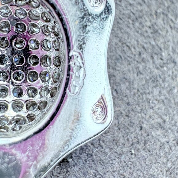 VTG Solid Sterling Silver 925 White Crystal Pavé Set Pendant Size 1" Length - Picture 6 of 11